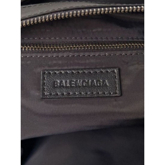 Knockoff Balenciaga Le City Moto medium shoulder bag black nylon Replica Clone