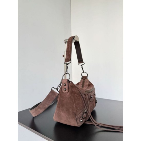 Replica Balenciaga Le City small shoulder bag brown suede Fake Cheap Knockoff Balenciaga Le City small shoulder bag brown suede Replica Clone