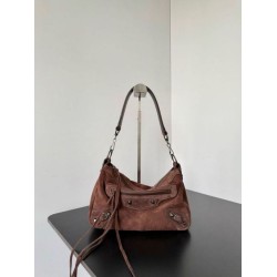 Knockoff Balenciaga Le City small shoulder bag brown suede Replica Clone