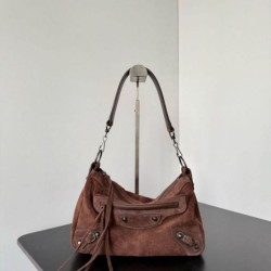 Knockoff Balenciaga Le City small shoulder bag brown suede Replica Clone
