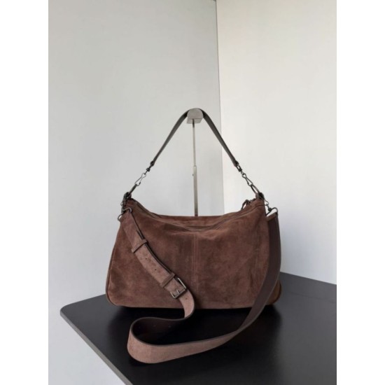 Knockoff Balenciaga Le City medium shoulder bag brown suede Replica Clone