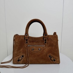 Knockoff Balenciaga Le City medium tote bag camel suede Replica Clone