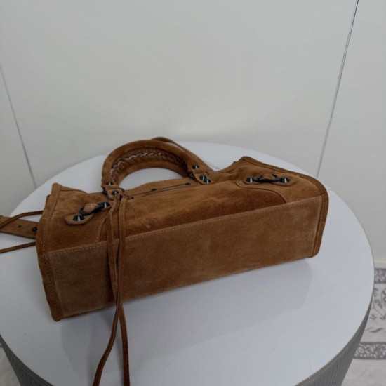 Knockoff Balenciaga Le City medium tote bag camel suede Replica Clone