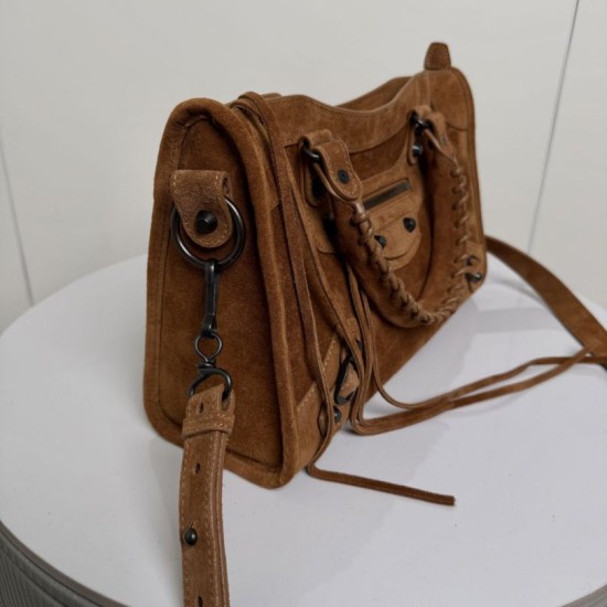 Knockoff Balenciaga Le City medium tote bag camel suede Replica Clone