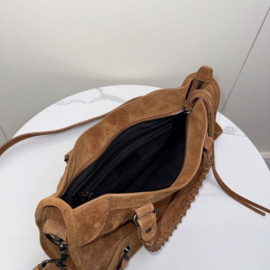 Knockoff Balenciaga Le City medium tote bag camel suede Replica Clone