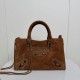 Knockoff Balenciaga Le City medium tote bag camel suede Replica Clone