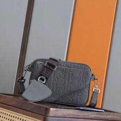 Knockoff Dior Gravity Men's Dior Saddle Triple Pouch gray Replica Clone