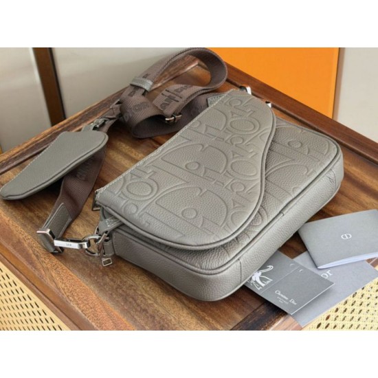 Knockoff Dior Gravity Men's Dior Saddle Triple Pouch gray Replica Clone