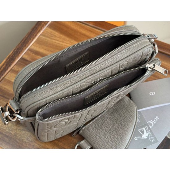 Knockoff Dior Gravity Men's Dior Saddle Triple Pouch gray Replica Clone