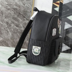 Knockoff Dior Saddle Zip Backpack Dior Oblique jacquard black Replica Clone