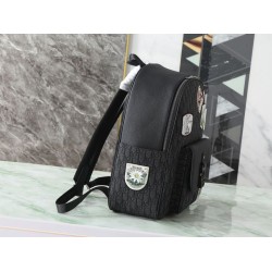 Knockoff Dior Saddle Zip Backpack Dior Oblique jacquard black Replica Clone