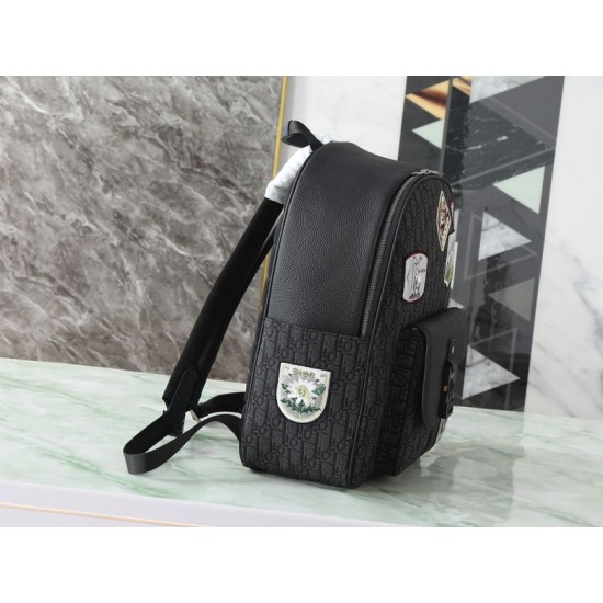 Knockoff Dior Saddle Zip Backpack Dior Oblique jacquard black Replica Clone
