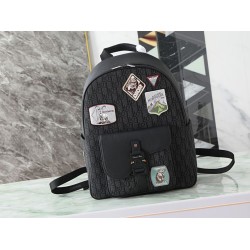 Knockoff Dior Saddle Zip Backpack Dior Oblique jacquard black Replica Clone