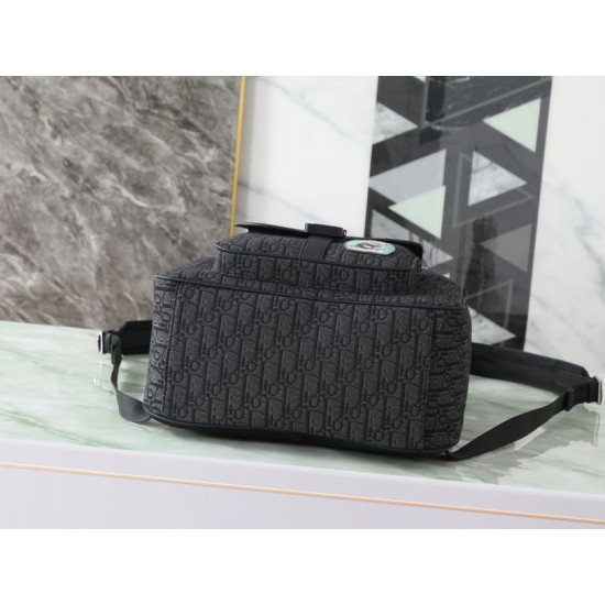 Knockoff Dior Saddle Zip Backpack Dior Oblique jacquard black Replica Clone
