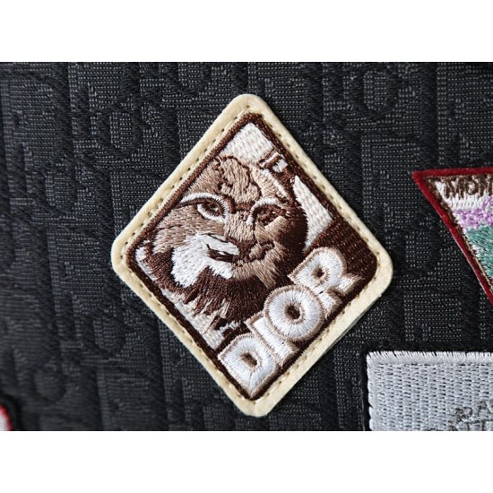 Knockoff Dior Saddle Zip Backpack Dior Oblique jacquard black Replica Clone
