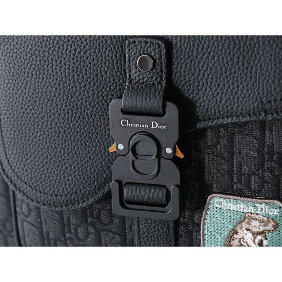 Knockoff Dior Saddle Zip Backpack Dior Oblique jacquard black Replica Clone