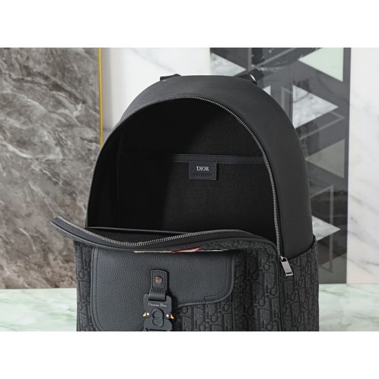 Knockoff Dior Saddle Zip Backpack Dior Oblique jacquard black Replica Clone