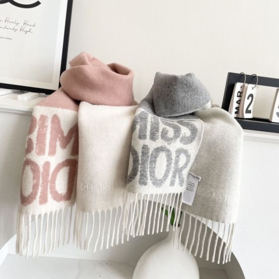 Knockoff Dior Miss Dior Graffiti reversible cashmere scarf gray/pink 17 x 140 Replica Clone