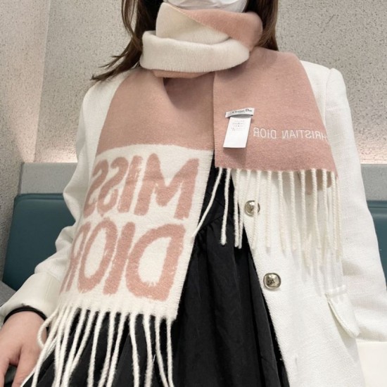 Knockoff Dior Miss Dior Graffiti reversible cashmere scarf gray/pink 17 x 140 Replica Clone
