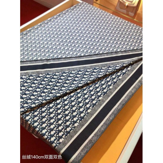 Knockoff Dior Oblique Diortwin reversible square silk and cashmere scarf gray/black 140 x 140 Replica Clone