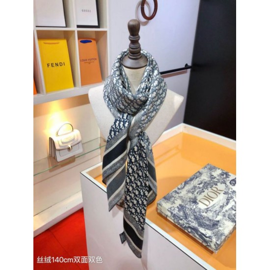Knockoff Dior Oblique Diortwin reversible square silk and cashmere scarf gray/black 140 x 140 Replica Clone