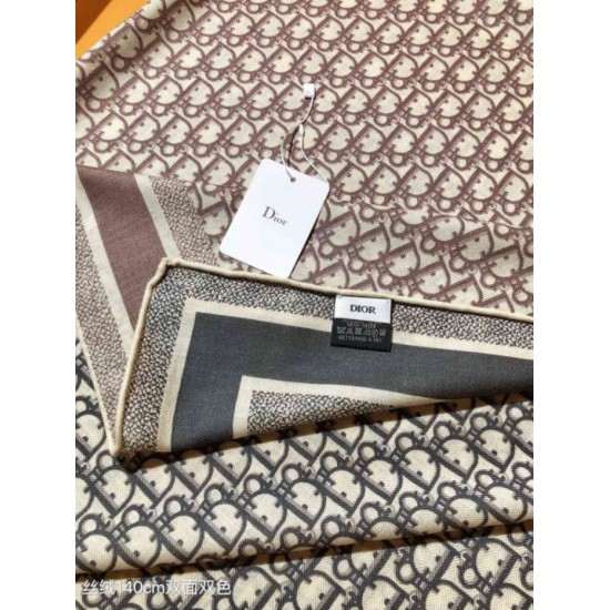 Knockoff Dior Oblique Diortwin reversible square silk and cashmere scarf burgundy/black 140 x 140 Replica Clone