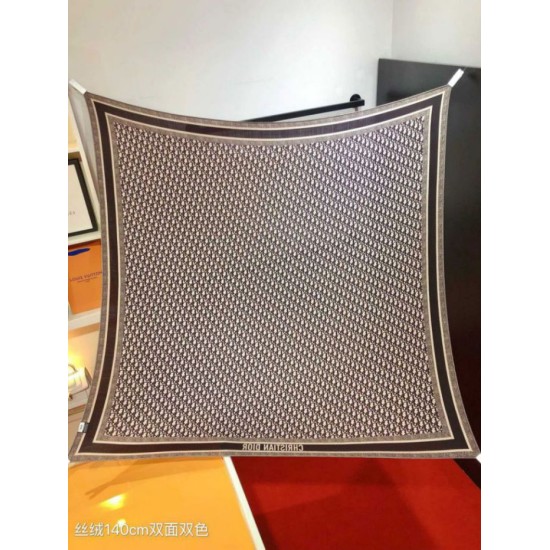 Knockoff Dior Oblique Diortwin reversible square silk and cashmere scarf burgundy/blue 140 x 140 Replica Clone