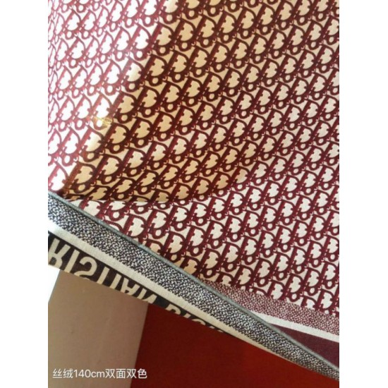 Knockoff Dior Oblique Diortwin reversible square silk and cashmere scarf burgundy/blue 140 x 140 Replica Clone