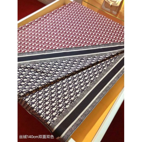 Knockoff Dior Oblique Diortwin reversible square silk and cashmere scarf burgundy/blue 140 x 140 Replica Clone