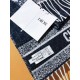 Knockoff Dior Oblique double face scarf ecru/blue cashmere 48 x 200 Replica Clone