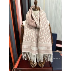 Knockoff Dior Oblique cashmere navy blue/écru fringed scarf 45 x 200 Pink Replica Clone