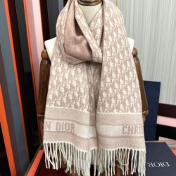 Knockoff Dior Oblique cashmere navy blue/écru fringed scarf 45 x 200 Pink Replica Clone