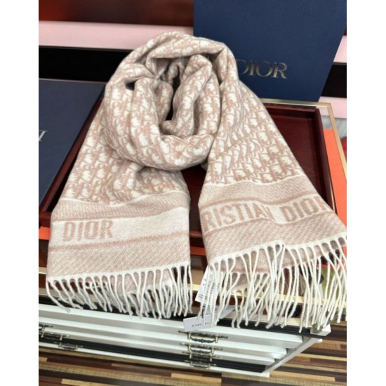 Knockoff Dior Oblique cashmere navy blue/écru fringed scarf 45 x 200 Pink Replica Clone
