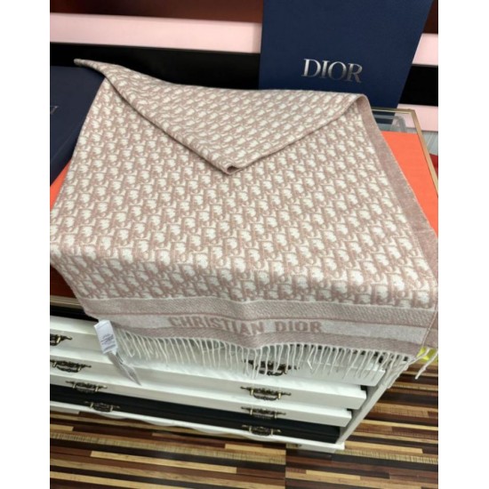 Knockoff Dior Oblique cashmere navy blue/écru fringed scarf 45 x 200 Pink Replica Clone