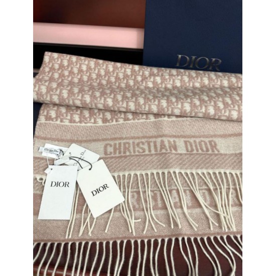 Knockoff Dior Oblique cashmere navy blue/écru fringed scarf 45 x 200 Pink Replica Clone