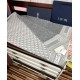 Knockoff Dior Oblique cashmere navy blue/écru fringed scarf 45 x 200 grey Replica Clone