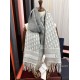 Knockoff Dior Oblique cashmere navy blue/écru fringed scarf 45 x 200 grey Replica Clone