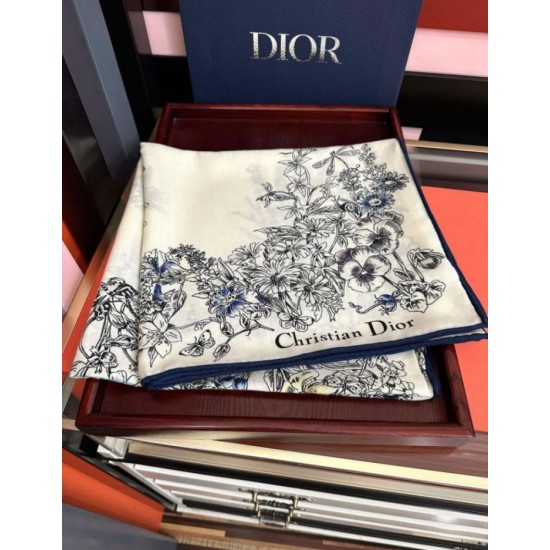 Knockoff Mitzah scarf multicolor silk and cashmere Dior D-Floral 140 x 140 01 Replica Clone