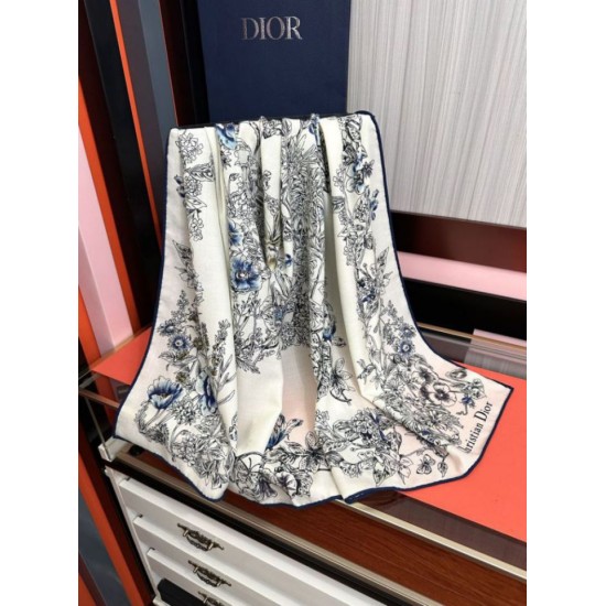 Knockoff Mitzah scarf multicolor silk and cashmere Dior D-Floral 140 x 140 01 Replica Clone