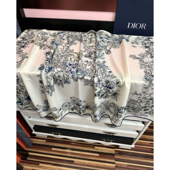 Knockoff Mitzah scarf multicolor silk and cashmere Dior D-Floral 140 x 140 01 Replica Clone