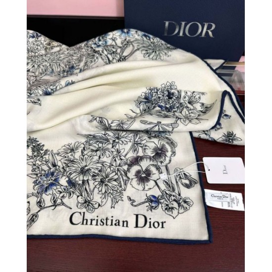 Knockoff Mitzah scarf multicolor silk and cashmere Dior D-Floral 140 x 140 01 Replica Clone