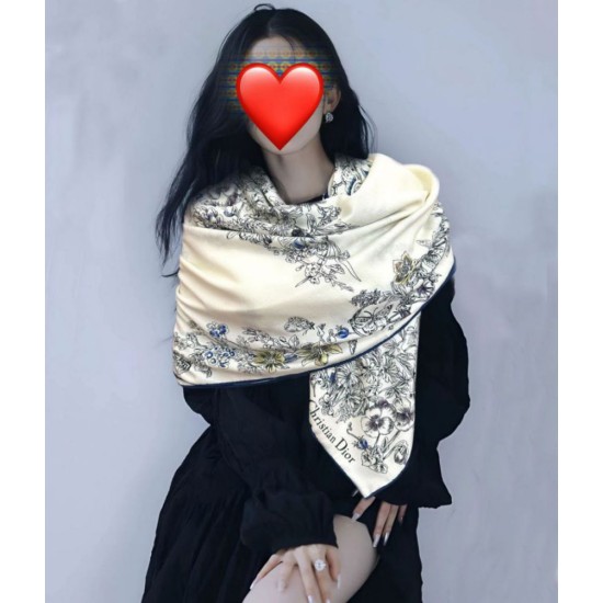 Knockoff Mitzah scarf multicolor silk and cashmere Dior D-Floral 140 x 140 01 Replica Clone
