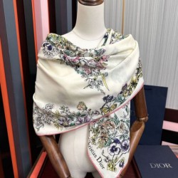 Knockoff Mitzah scarf multicolor silk and cashmere Dior D-Floral 140 x 140 02 Replica Clone