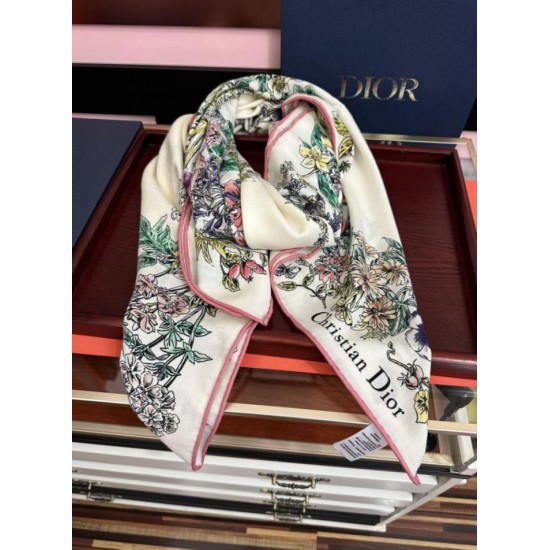 Knockoff Mitzah scarf multicolor silk and cashmere Dior D-Floral 140 x 140 02 Replica Clone