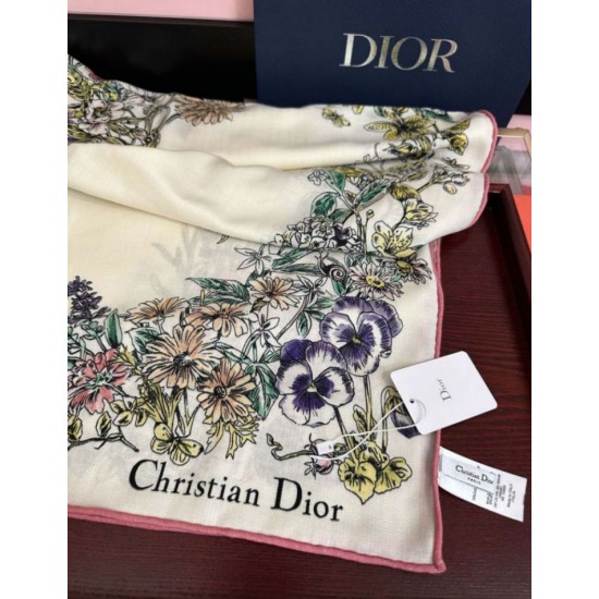 Knockoff Mitzah scarf multicolor silk and cashmere Dior D-Floral 140 x 140 02 Replica Clone