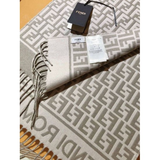 Knockoff Fendi scarf FF wool and cashmere blend scarf dove gray 32 x 200 Replica Clone