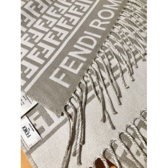 Knockoff Fendi scarf FF wool and cashmere blend scarf dove gray 32 x 200 Replica Clone