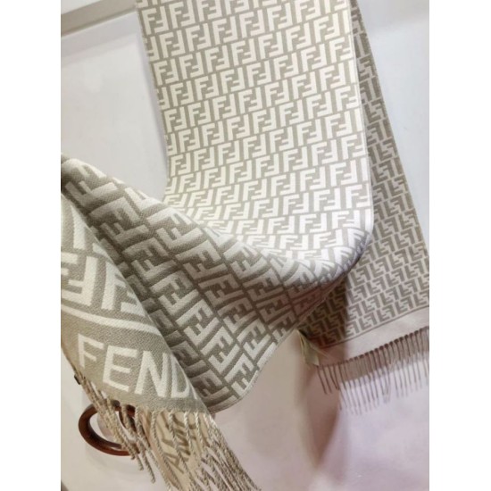 Knockoff Fendi scarf FF wool and cashmere blend scarf dove gray 32 x 200 Replica Clone
