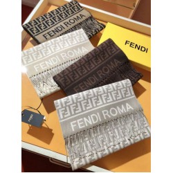 Knockoff Fendi FF wool and cashmere blend scarf burgundy 32 x 200 Replica Clone