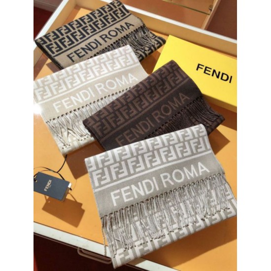 Knockoff Fendi FF wool and cashmere blend scarf burgundy 32 x 200 Replica Clone